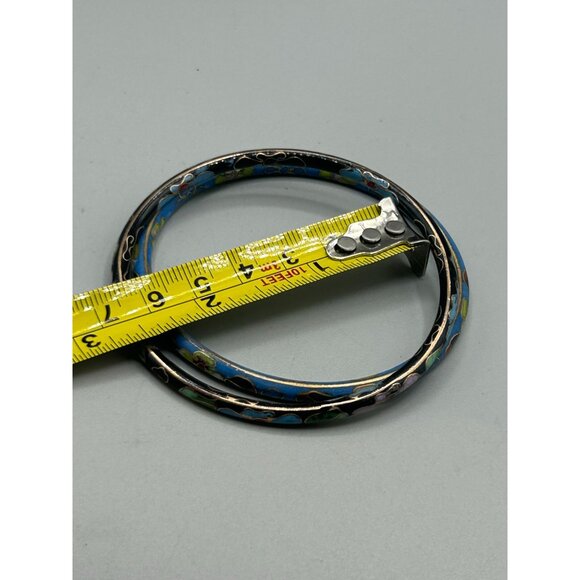 Thin Cloisonne Bangles Bracelets Black and Blue Color Enamel Oriental Jewelry - Picture 7 of 7